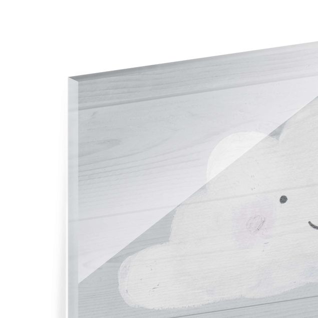 Glasbild - Wolke mit silbernen Regentropfen - Quadrat 1:1