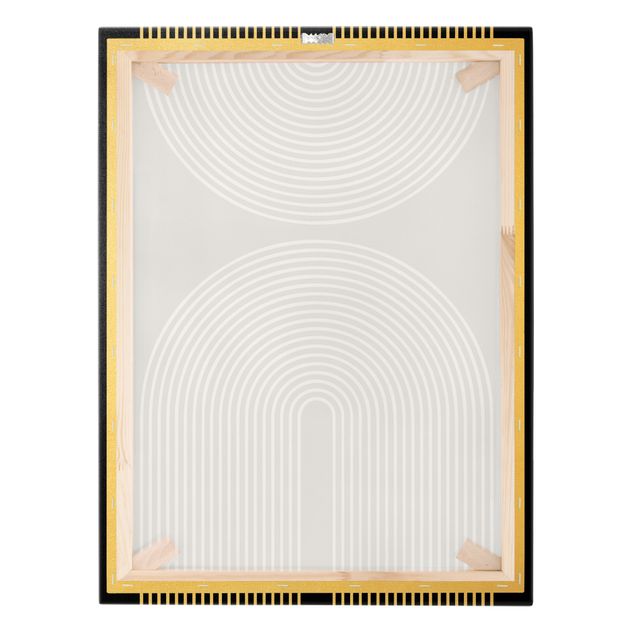 Leinwandbild Gold - Geometrische Formen - Regenbögen Schwarz Weiß - Hochformat 3:4