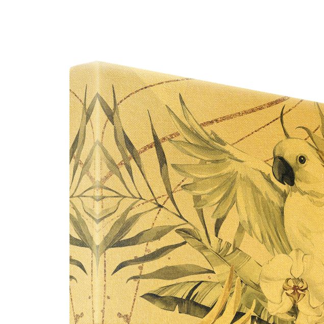 Leinwandbild Gold - Tropische Vögel - Weiße Kakadus - Hochformat 2:3
