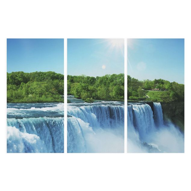 Leinwandbild 3-teilig - Wasserfalllandschaft - Hoch 1:2