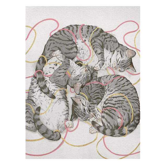 Wandbilder Illustration Graue Katzen Malerei