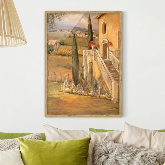 Moderne Bilder mit Rahmen Italienische Landschaft - Haustreppe