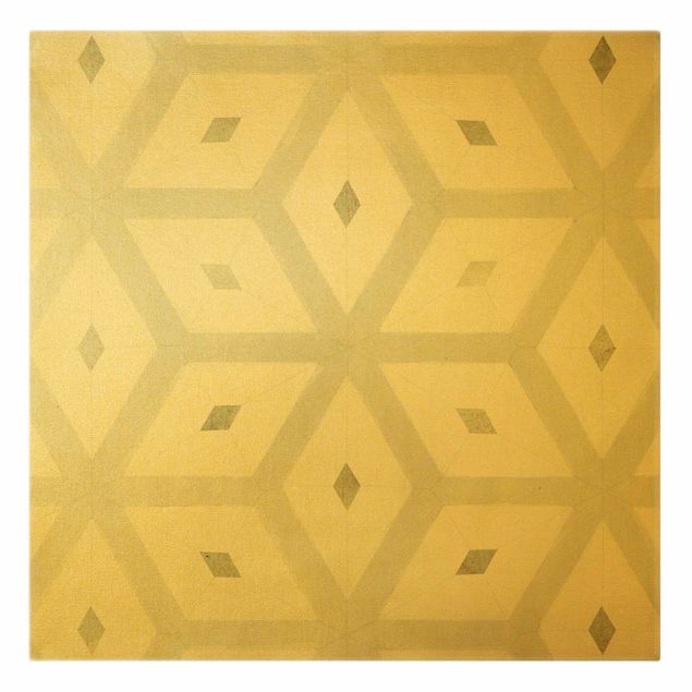Leinwandbild Gold - Fliesen aus Meeresglas - Quadrat 1:1