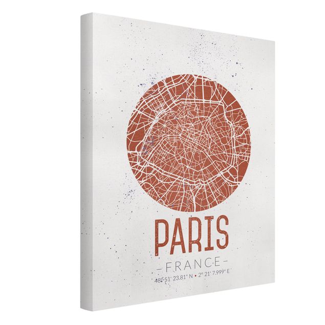Leinwandbilder Stadtplan Paris - Retro