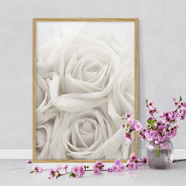 Moderne Bilder mit Rahmen Weiße Rosen