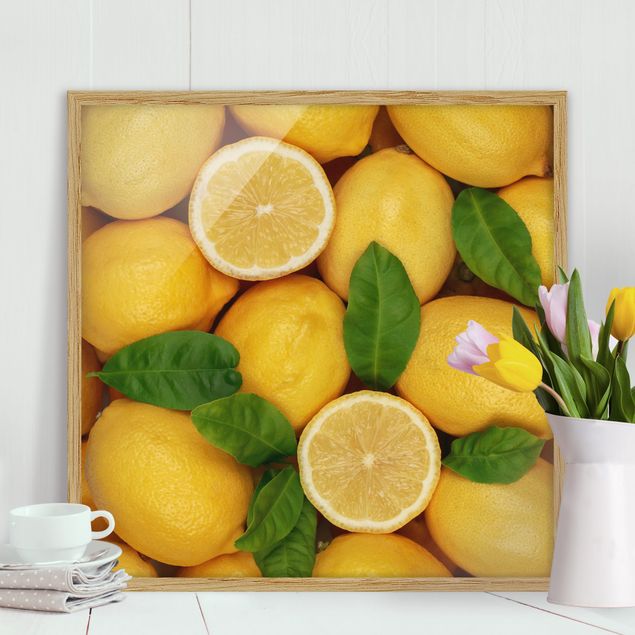 Moderne Bilder mit Rahmen Saftige Zitronen