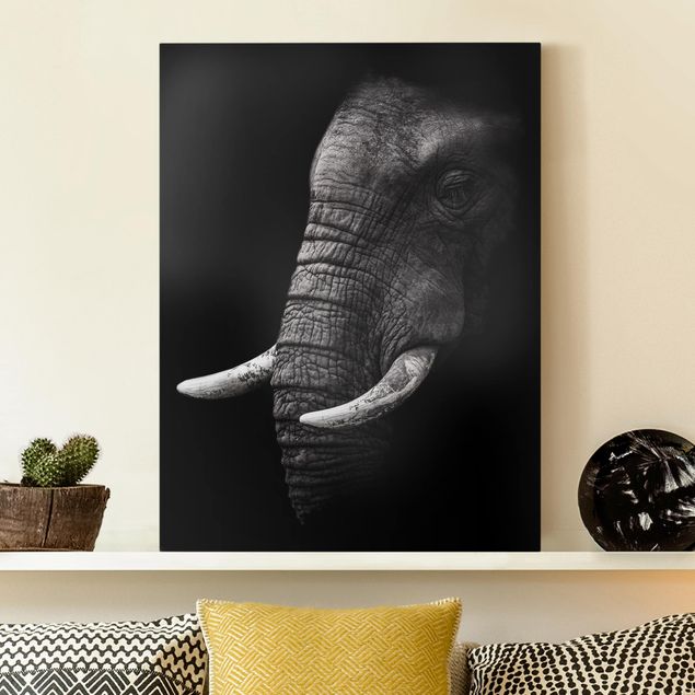 Elefant Leinwand Dunkles Elefanten Portrait