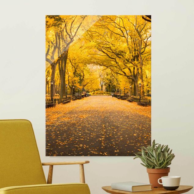 New York Glasbild Herbst im Central Park