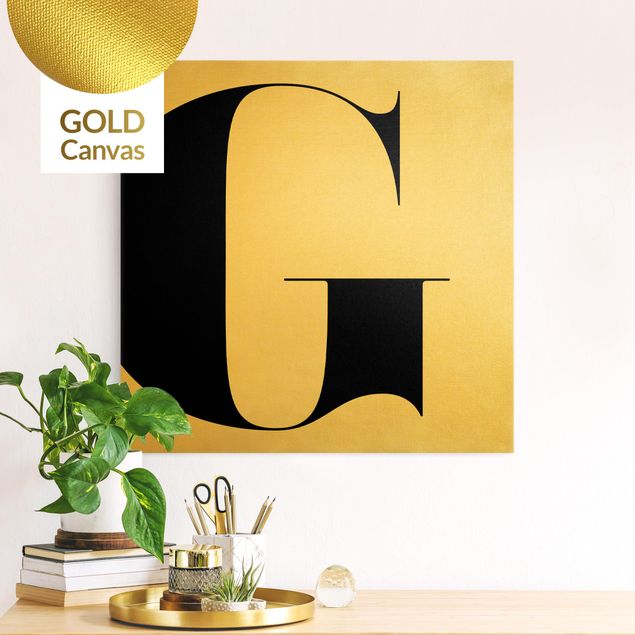Leinwandbild Gold - Antiqua Letter G - Quadrat 1:1