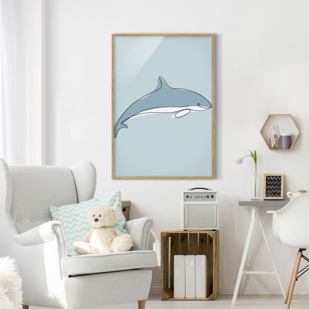 Tiere Bilder mit Rahmen Delfin Line Art