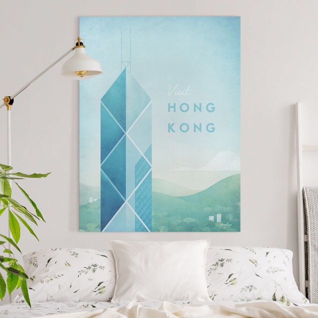 Skyline Leinwand Reiseposter - Hong Kong