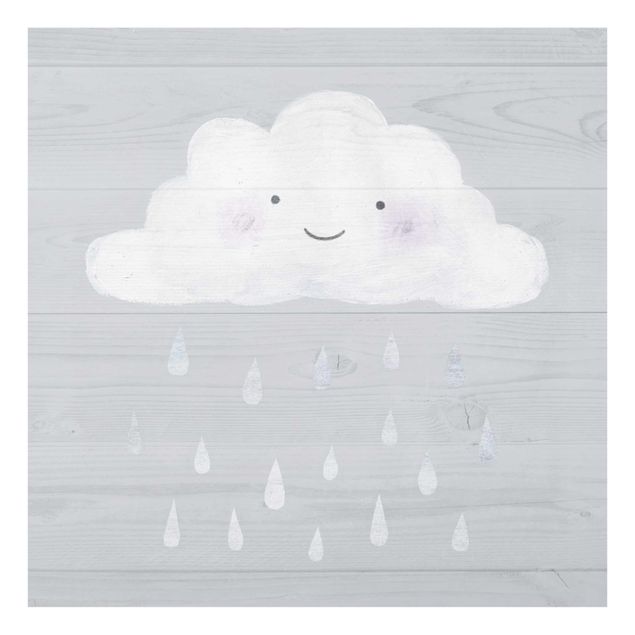 Glasbild - Wolke mit silbernen Regentropfen - Quadrat 1:1