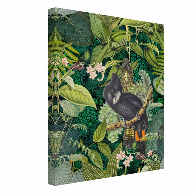 schöne Bilder Bunte Collage - Kakadus im Dschungel