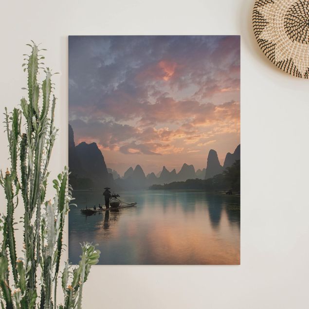 Natur Leinwand Sonnenaufgang über chinesischem Fluss