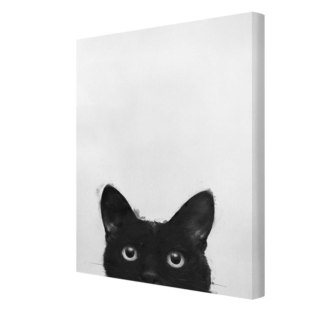 Leinwandbilder Illustration Schwarze Katze auf Weiß Malerei