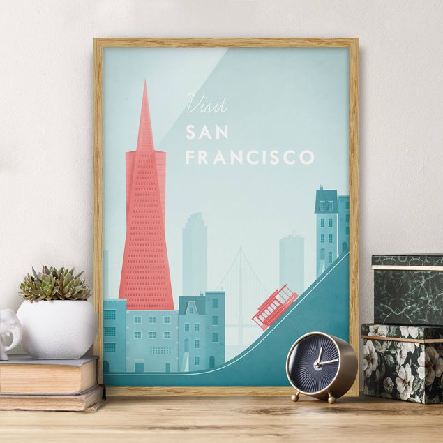 Vintage Bilder mit Rahmen Reiseposter - San Francisco