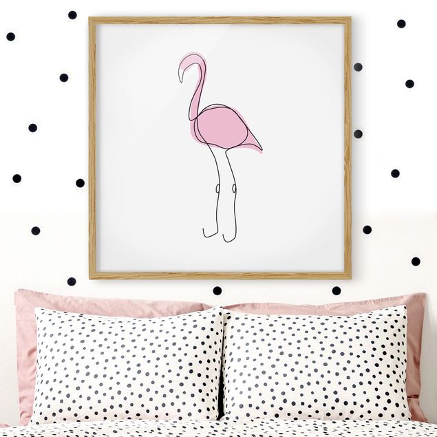 Tiere Bilder mit Rahmen Flamingo Line Art