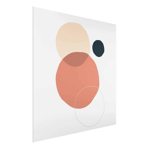 Glasbild - Line Art Kreise Pastell - Quadrat 1:1