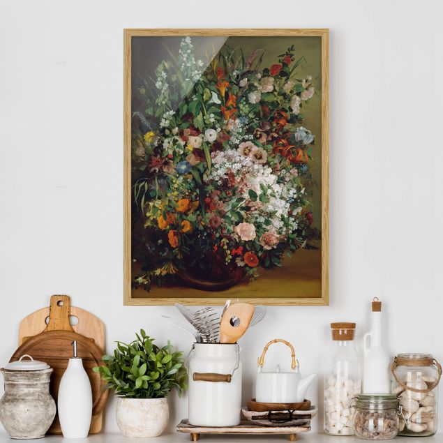 Kunstdrucke mit Rahmen Gustave Courbet - Blumenstrauß in Vase