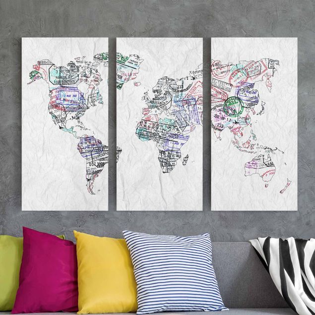 Leinwandbilder Weltkarte Reisepass Stempel Weltkarte