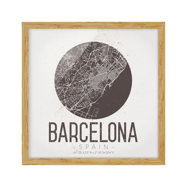 schöne Bilder Stadtplan Barcelona - Retro