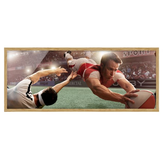 Bild mit Rahmen - Rugby-Action - Panorama Querformat