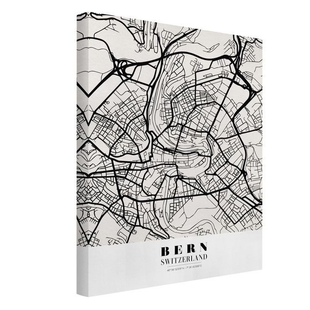 Leinwandbilder Stadtplan Bern - Klassik