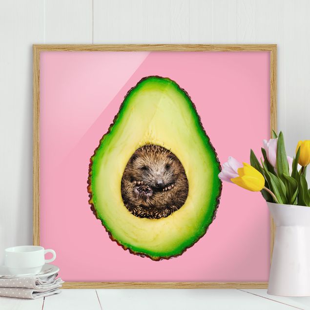 Moderne Bilder mit Rahmen Avocado mit Igel