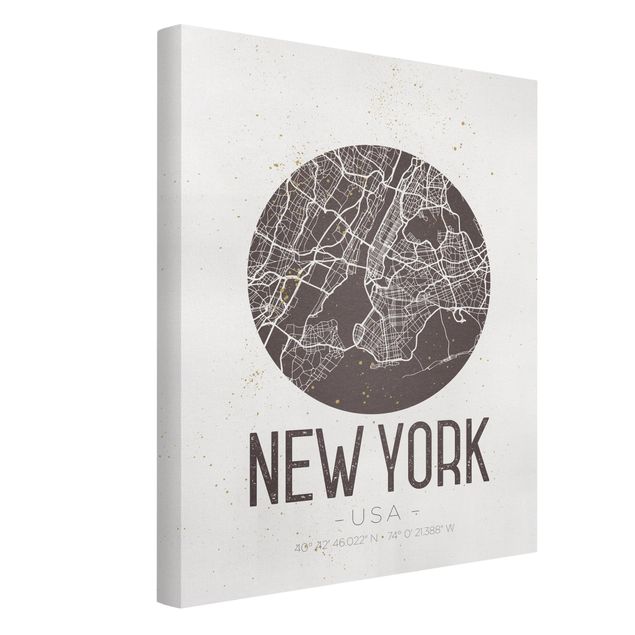 Leinwandbilder Stadtplan New York - Retro