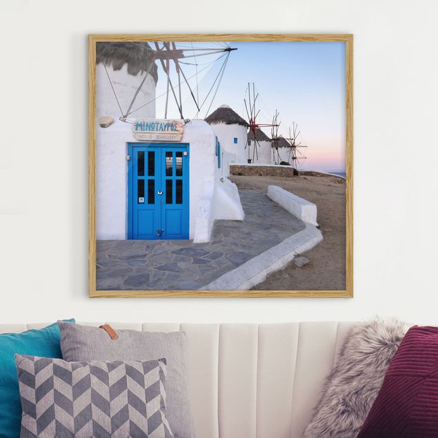 Moderne Bilder mit Rahmen Mykonos Windmills