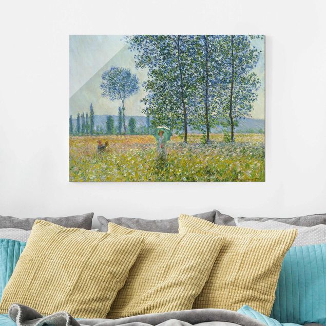 Glasbild - Claude Monet - Felder im Frühling - Querformat 3:4