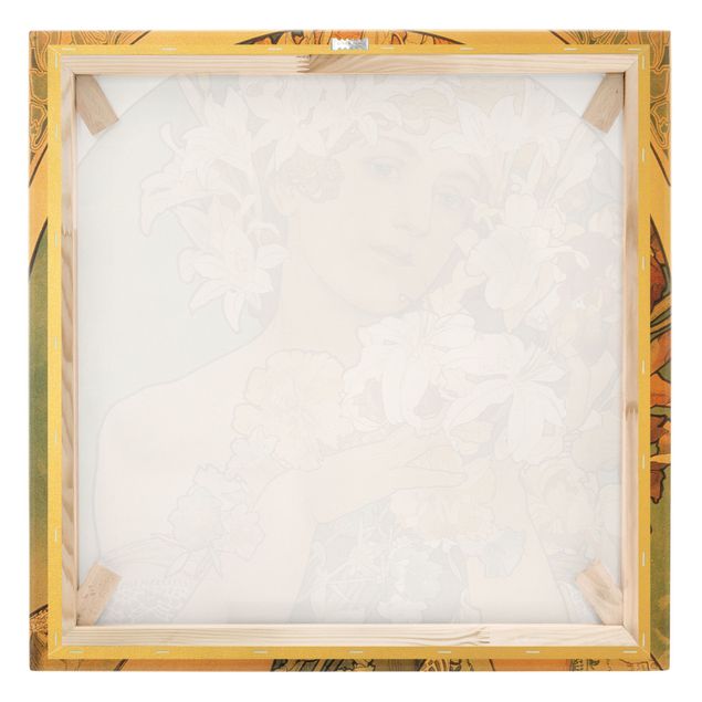 Leinwandbild Gold - Alfons Mucha - Blume - Quadrat 1:1