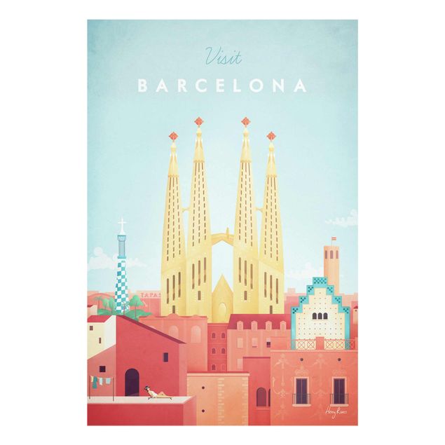 Glasbilder Reiseposter - Barcelona