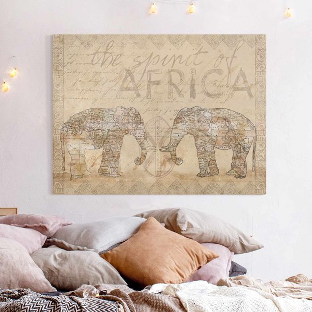 Leinwandbild Elefant Vintage Collage - Spirit of Africa