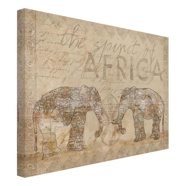 Tierbilder Leinwand Vintage Collage - Spirit of Africa