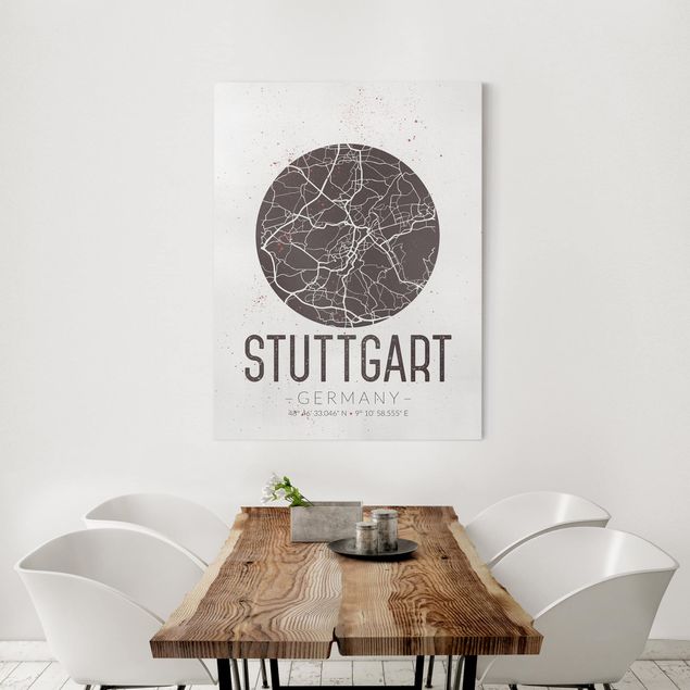 Bilder Stadtplan Stuttgart - Retro