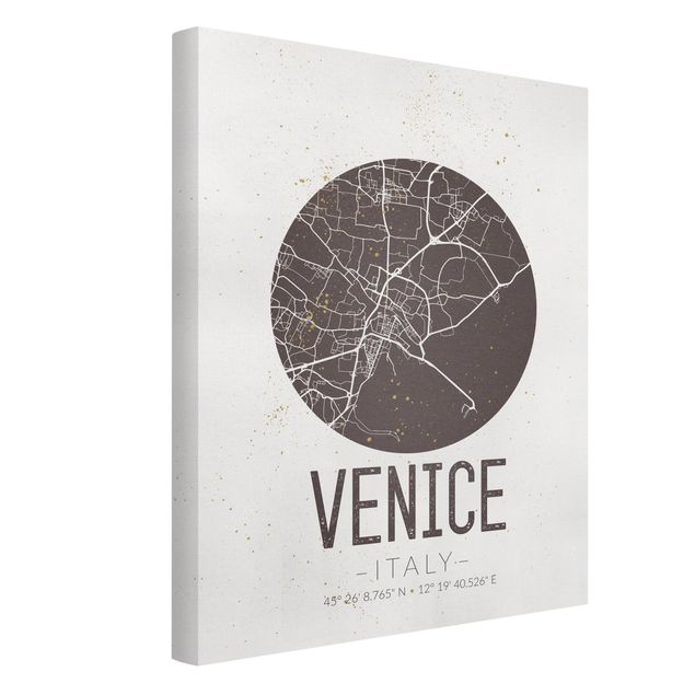 Leinwandbilder Stadtplan Venice - Retro