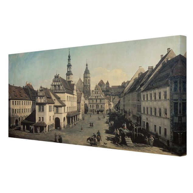 Leinwandbild - Bernardo Bellotto - Der Marktplatz in Pirna - Querformat 1:2