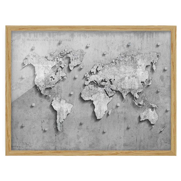 Wandbilder mit Rahmen Beton Weltkarte