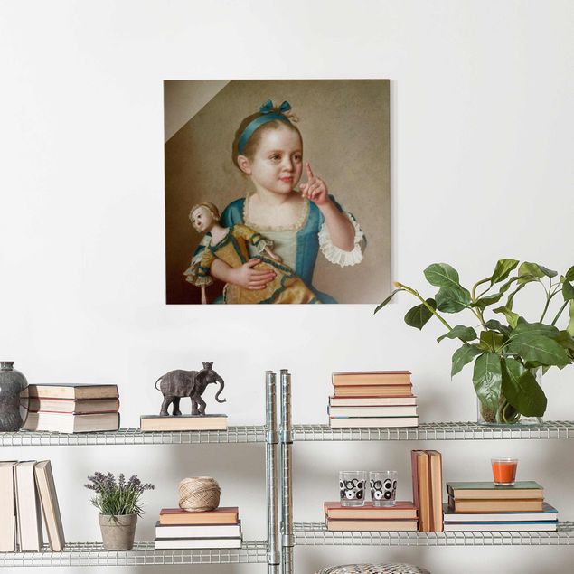 XXL Glasbilder Jean Etienne Liotard - Mädchen mit Puppe
