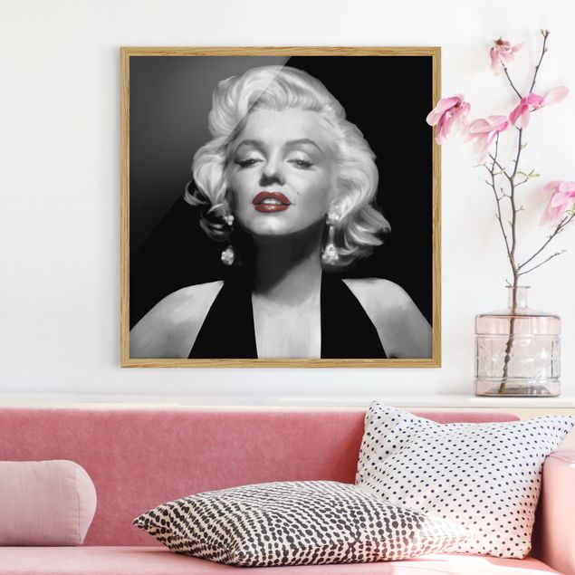 Moderne Bilder mit Rahmen Marilyn mit roten Lippen