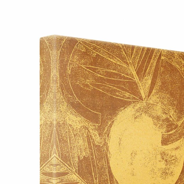Leinwandbild Gold - Formen und Blätter Kupfer I - Quadrat 1:1