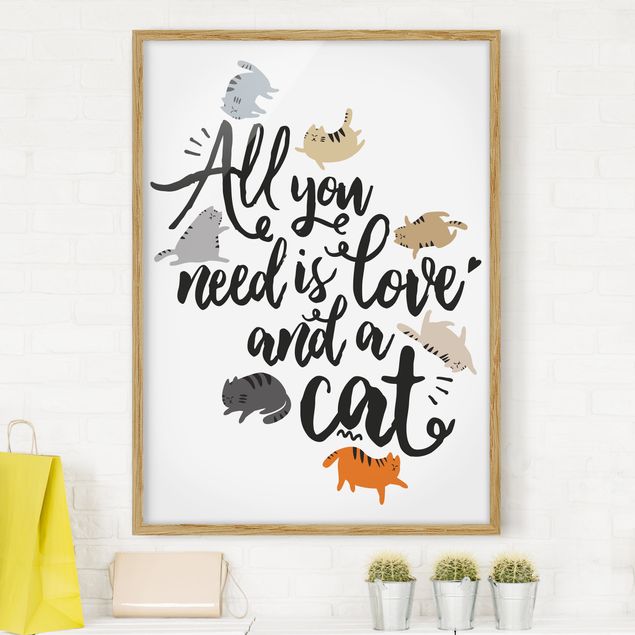 Moderne Bilder mit Rahmen All you need is love and a cat