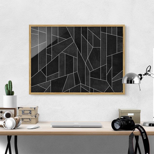 schwarz-weiß Bilder mit Rahmen Schwarz Weiß Geometrie Aquarell