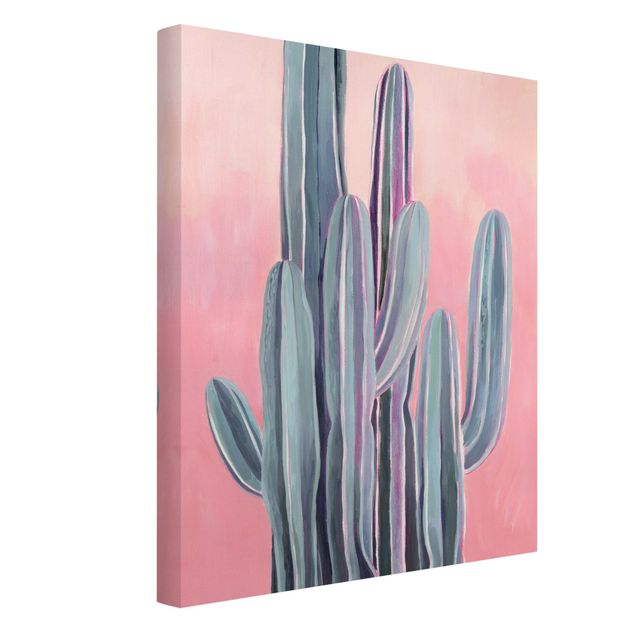 Leinwandbilder Kaktus auf Rosa II