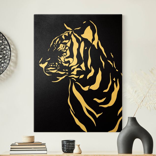 Wandbilder Safari Tiere - Portrait Tiger Schwarz