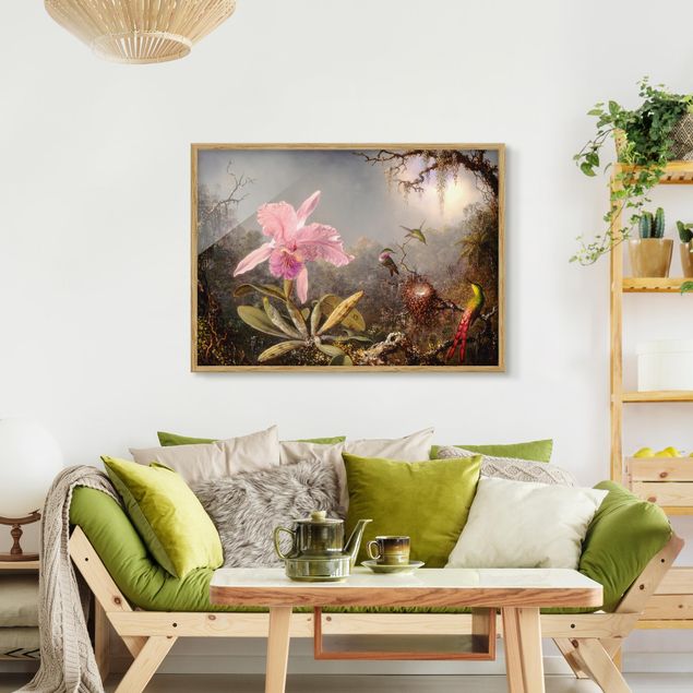 Moderne Bilder mit Rahmen Martin Johnson Heade - Orchidee und drei Kolibris