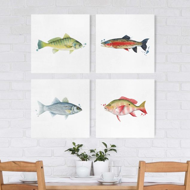 Leinwandbilder modern Farbfang - Fische Set I
