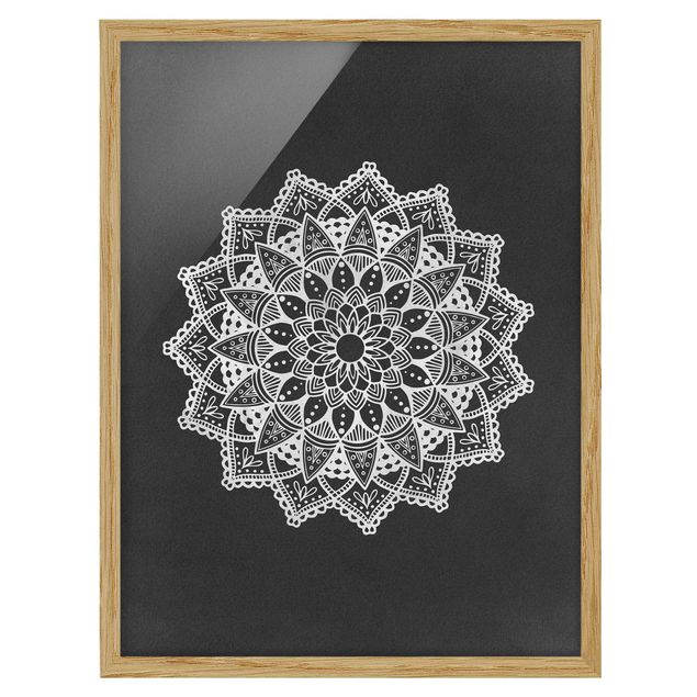 Bilder mit Rahmen Mandala Illustration Ornament weiß schwarz
