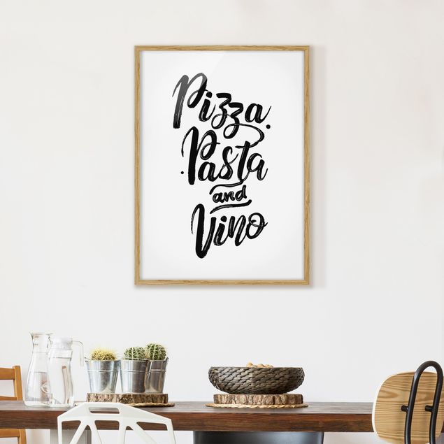 Moderne Bilder mit Rahmen Pizza Pasta und Vino